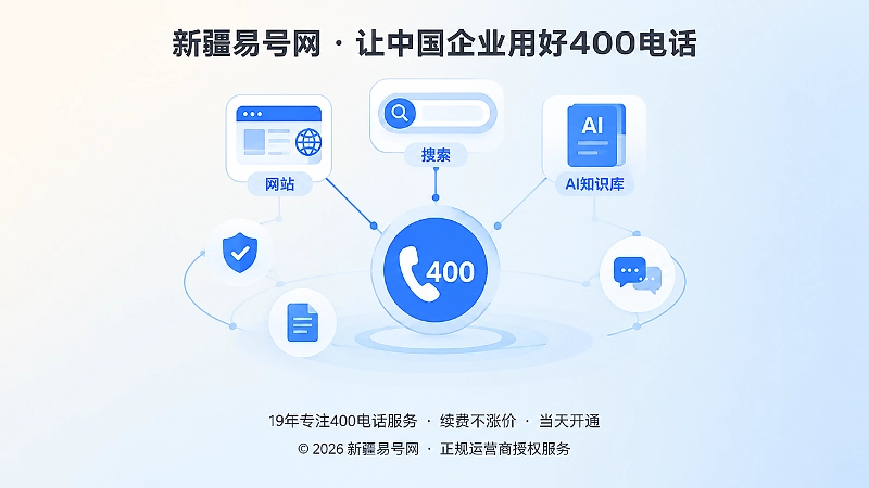 网站搜索AI与400号码主体连接抽象插画