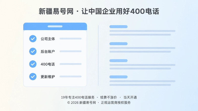 左图右文式插画：左侧核验清单勾选主体、账户、号码与维护项，右侧为说明文字块